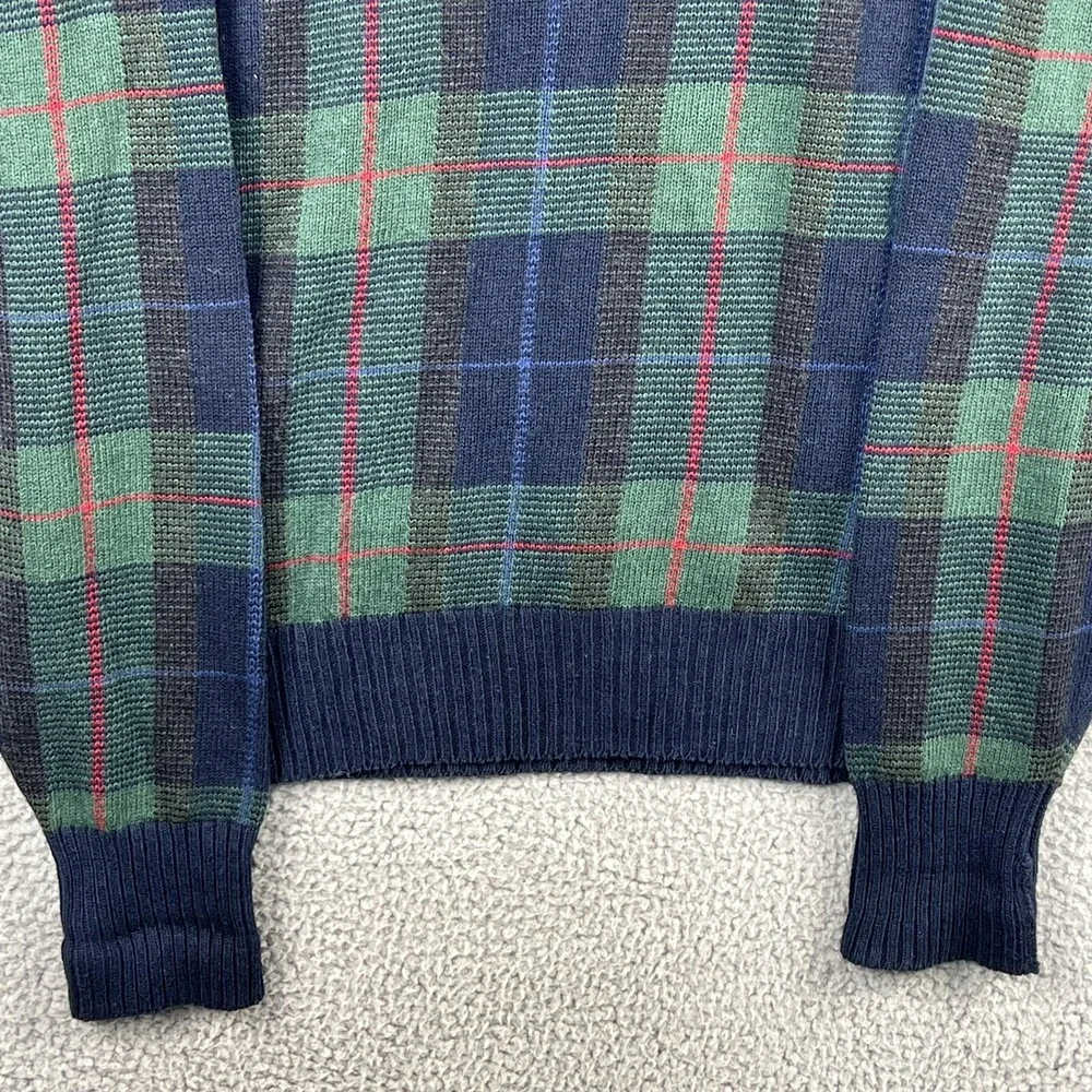 Vintage Polo Golf Ralph Lauren Plaid Sweater Linen Cotton Wool Blend Mens Size L
